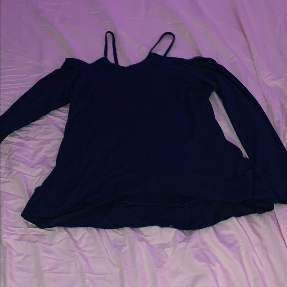 Blue off the shoulder casual top